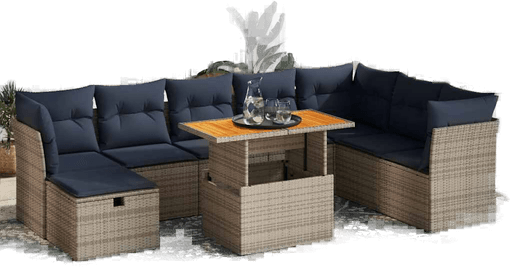 Vidaxl Hagesofa 9 deler brun