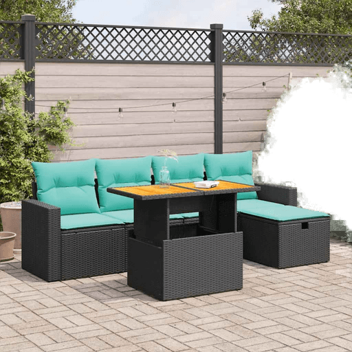 Vidaxl Hagesofa 6 deler svart