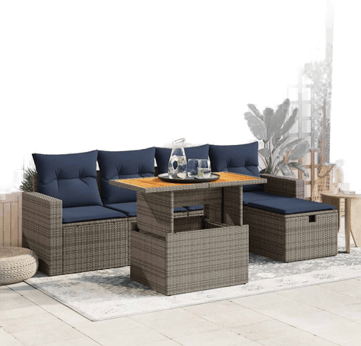 Vidaxl Hagesofa 6 deler grå