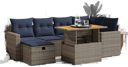 Vidaxl Hagesofa 7 deler svart