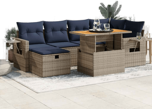 Vidaxl Hagesofa 7 deler svart