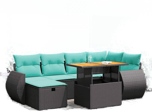 Vidaxl Hagesofa 7 deler grå polyrotting