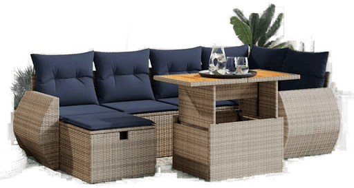 Vidaxl Hagesofa 7 deler brun