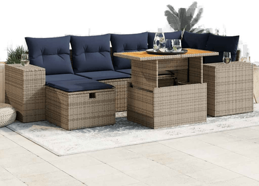 Vidaxl Hagesofa 7 deler brun