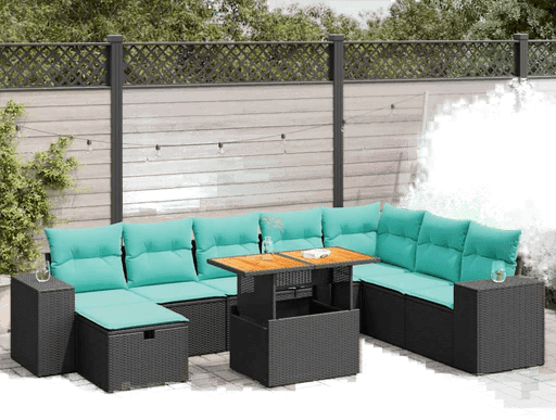 Vidaxl Hagesofa 9 deler svart