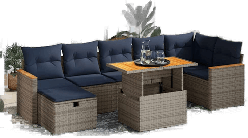 Vidaxl Hagesofa 8 deler grå polyrotting