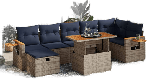 Vidaxl Hagesofa 8 deler grå polyrotting