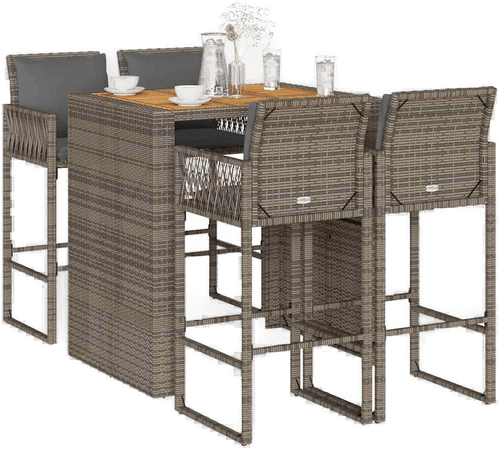 Vidaxl Hagebarsett 5 deler grå