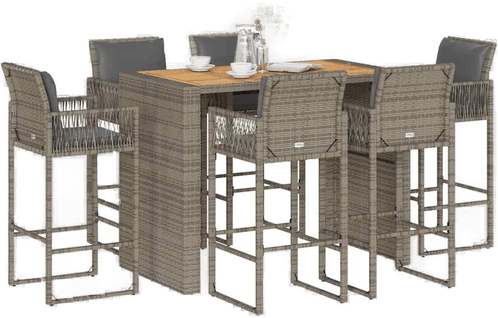 Vidaxl Hagebarsett 7 deler grå