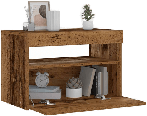 Vidaxl Nattbord med LED-lys 60x35 cm