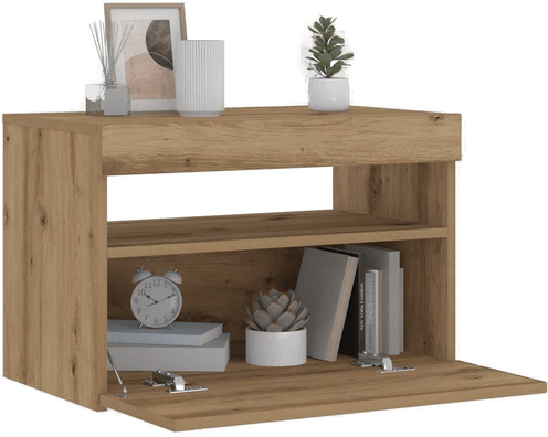 Vidaxl Nattbord med LED-lys 60x35 cm