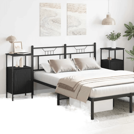 Vidaxl Nattbordskap 2 pcs Svart Eik