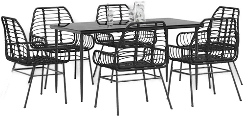 Vidaxl Hagespisegruppe 7 deler svart