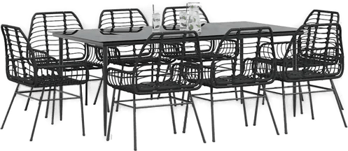 Vidaxl Hagespisegruppe 9 deler svart