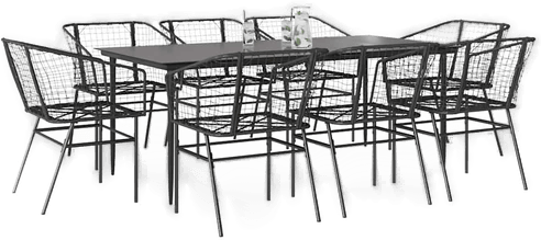 Vidaxl Hagespisegruppe 9 deler svart