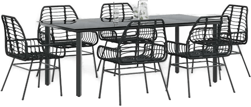 Vidaxl Hagespisegruppe 7 deler svart