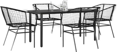 Vidaxl Hagespisegruppe 5 deler svart