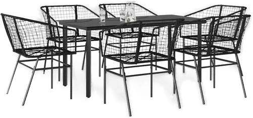 Vidaxl Hagespisegruppe 7 deler svart