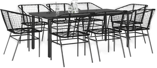 Vidaxl Hagespisegruppe 9 deler svart
