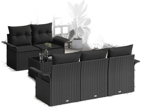 Vidaxl Sofa sett 6 pcs Svart