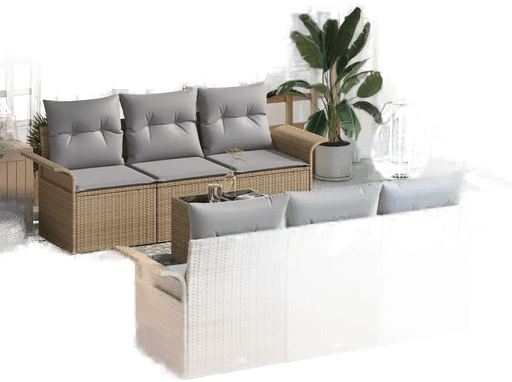 Vidaxl Hagesofa Set 7 pcs Beige