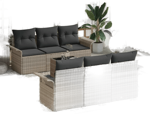 Vidaxl Hagesofa Set 7 pcs Lysegrå