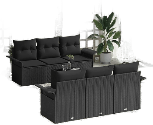 Vidaxl Hagesofa Set 7 pcs Svart