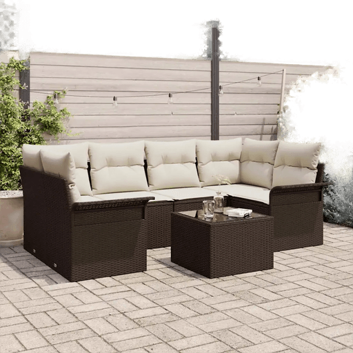 Vidaxl Hagesofa Set 7 pcs Brun