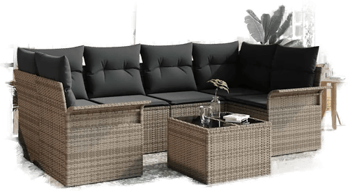 Vidaxl Hagesofa Set 7 pcs Grå