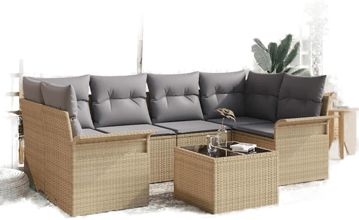 Vidaxl Hagesofa Set 7 pcs Beige