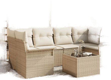 Vidaxl Hagesofa Set 7 pcs Beige