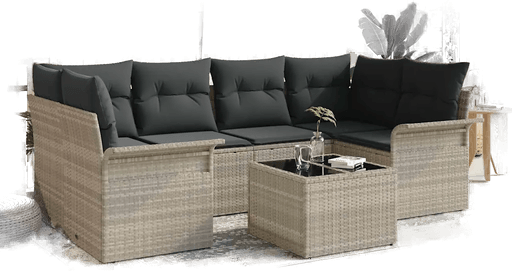 Vidaxl Hagesofa Set 7 pcs Lysegrå