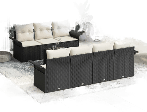 Vidaxl Hagesofa Set 8 pcs Svart