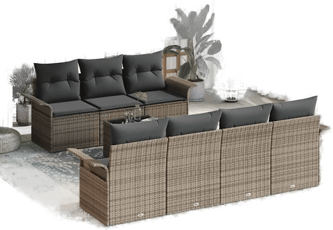 Vidaxl Hagesofa Set 8 pcs Grå