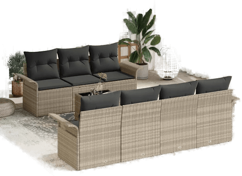Vidaxl Hagesofa Set 8 pcs Lysegrå