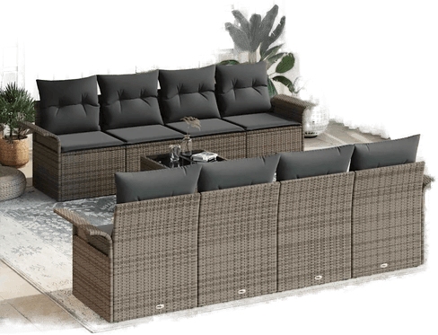 Vidaxl Hagesofa Set 9 pcs Grå