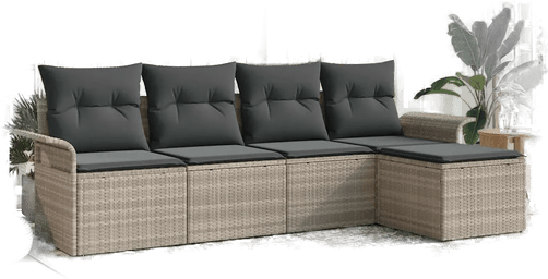 Vidaxl Utesofa 5 pcs Lysegrå