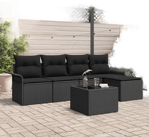 Vidaxl Utesofa 6 pcs Svart