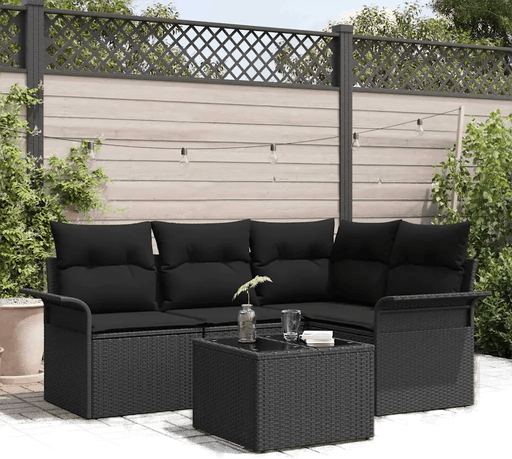 Vidaxl Hagesofa Set 5 pcs Svart