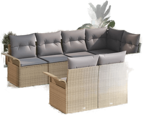 Vidaxl Hagesofa Set 7 pcs Beige