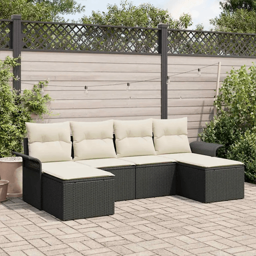 Vidaxl Hagesofa Set 6 pcs Svart