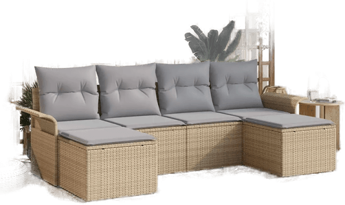 Vidaxl Hagesofa Set 6 pcs Beige