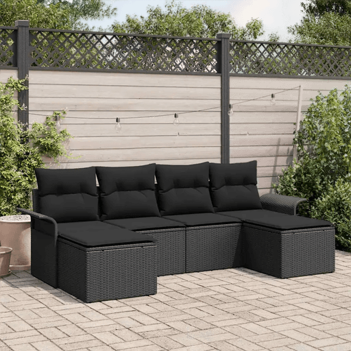 Vidaxl Hagesofa Set 6 pcs Svart
