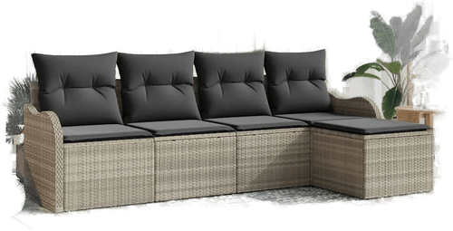 Vidaxl Hagesofa Set 5 deler Lysegrå