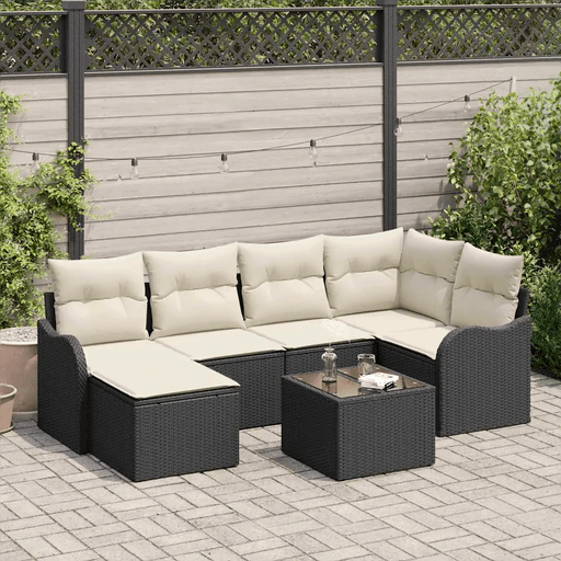 Vidaxl Hagesofa Set 7 pcs Svart