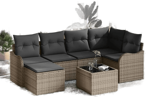 Vidaxl Hagesofa Set 7 pcs Grå