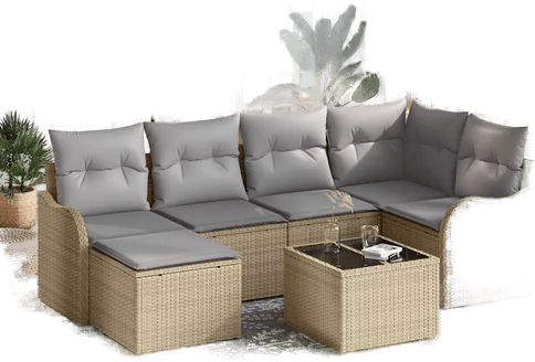Vidaxl Hagesofa Set 7 pcs Beige