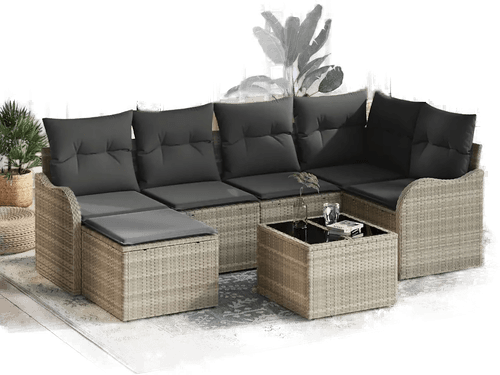 Vidaxl Hagesofa Set 7 pcs Lysegrå