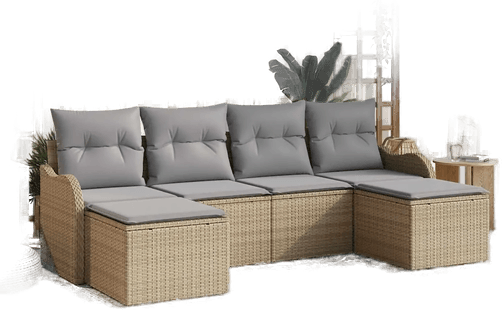 Vidaxl Hagesofa Set 6 pcs Beige