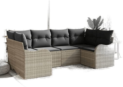 Vidaxl Hagesofa Set 6 pcs Lysegrå